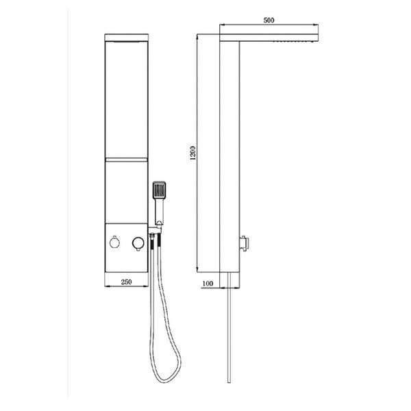 Στήλη Ντους-Υδρομασάζ Thasos Black Matt